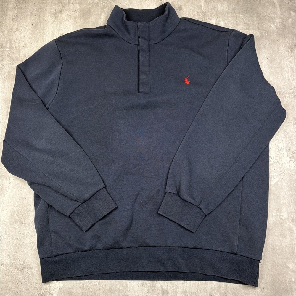 Polo Ralph Lauren Sweatshirt Mens XL Double Knit Performance 1/4 Snap Pullover